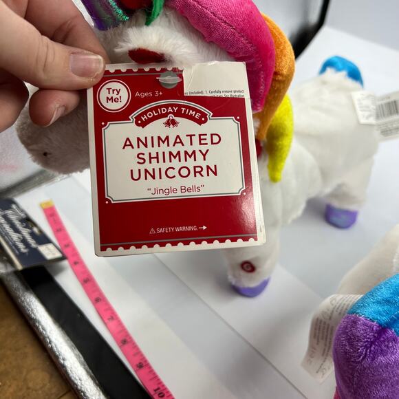 Gemmy 2 Shimmy Animated Singing Dancing Unicorn Plush Christmas READ Description - Picture 9 of 13